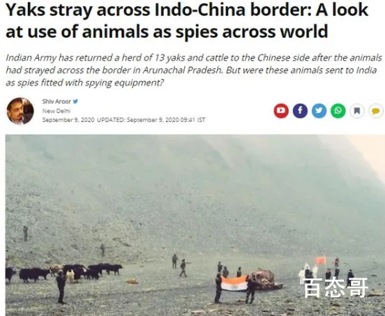 印军向中国归还17头牦牛 中方对此